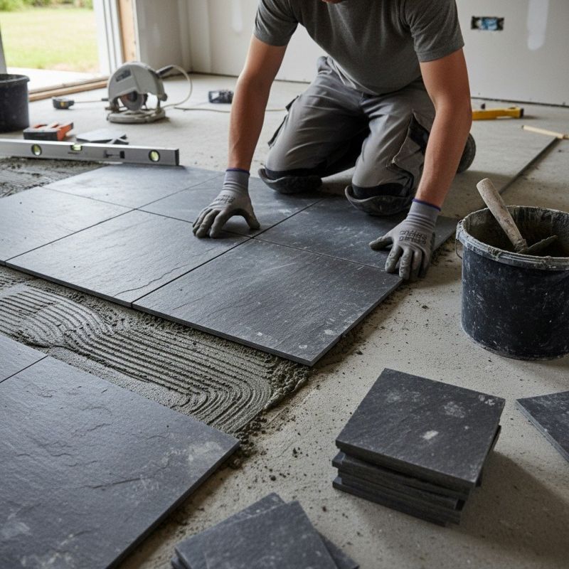 Local Slate Tile Floor Installation pros at work